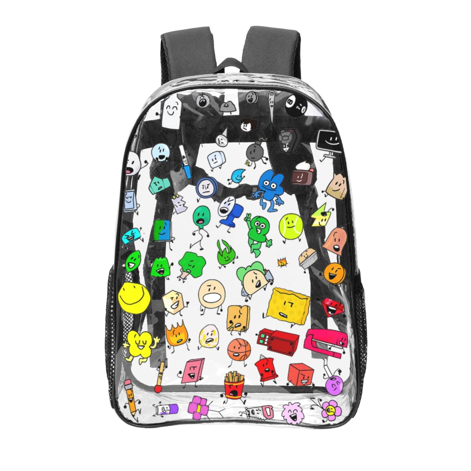 16.9In Game BFDI Battle For Dream Island Clear Backpack PVC Heavy Duty Large Capacity Transparent Bag Cartoon Backpack For Adult