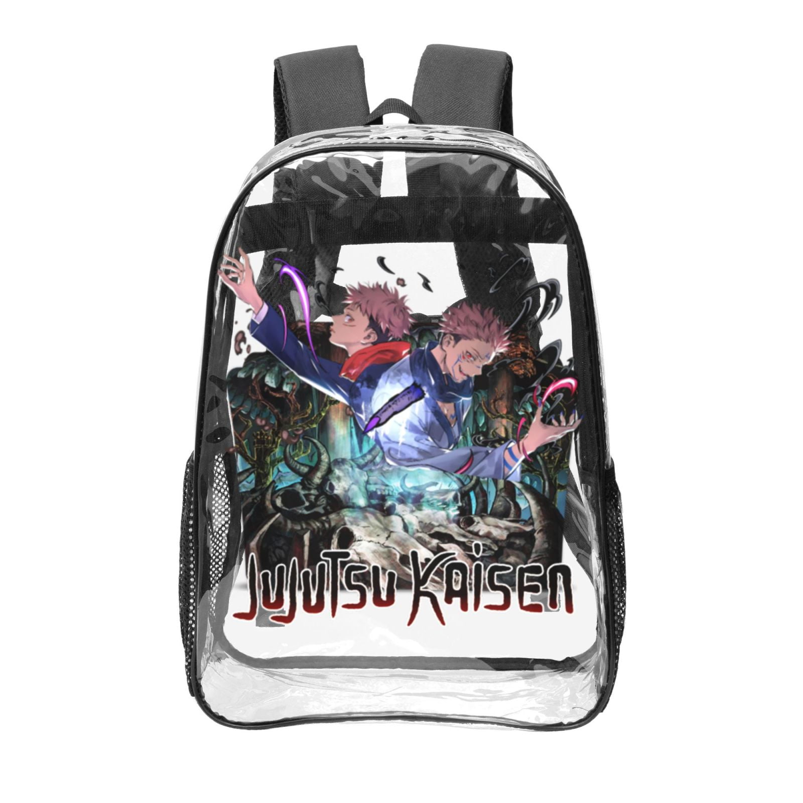 16.9In Jujutsu Kaisen Clear Backpack PVC Heavy Duty Large Capacity Transparent Bag Cartoon Backpack For Adult
