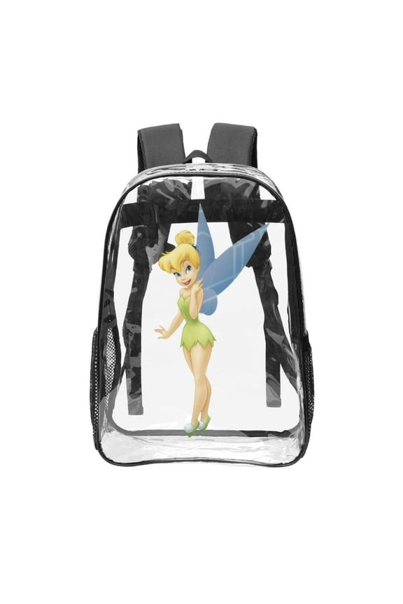 16.9in Tinkerbell Clear Backpack Clear Bag Heavy Duty Pvc Large Bookbags Transparent Bag Work