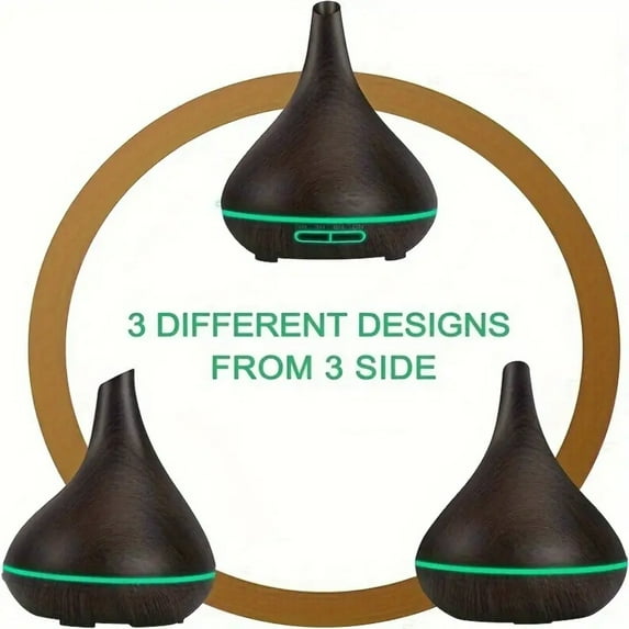 16.9oz Wood Grain Essential Oil Diffuser with 6 Bottle Holder Ultrasonic Cool Mist USB Timer LED Light for Home & Office Aromatherapy