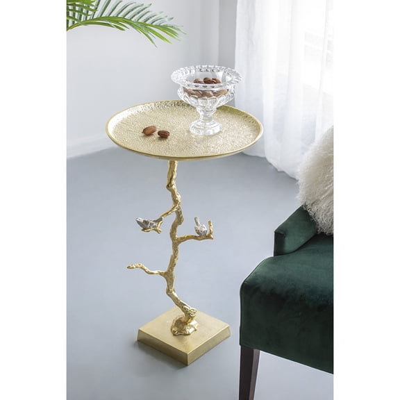16.9x16.9x28" Contemporary Shiny Gold Table