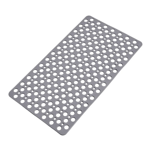 16.9x29.5in TPE Bathroom Floor Mat - Non-Slip Bathtub Mat with Suction Cups, Multi-Hole Drainage & Hanging Loop, Anti-Fall Shower Mat for Bath/Shower(Gray)
