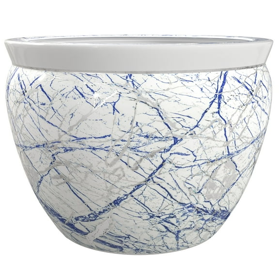 Red Lantern 16" Abstract Blue & Silver Porcelain Fishbowl Planter
