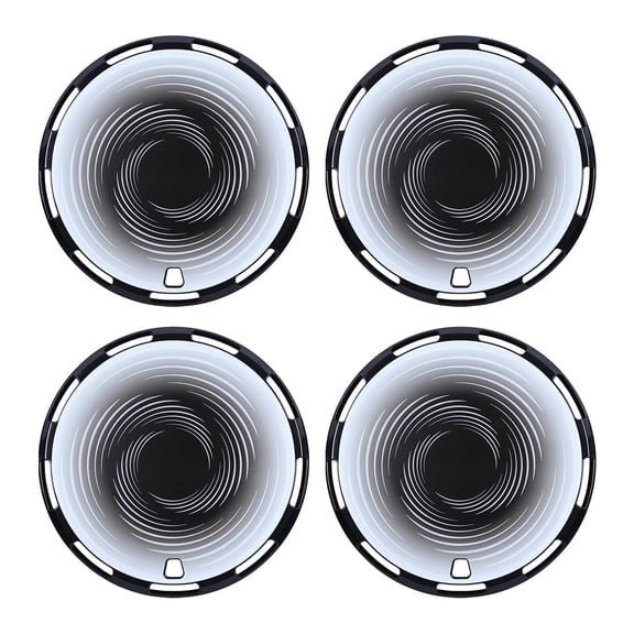 16" Full Coverage Universal Hubcaps 4-Piece Black Cloud Flow Wheel Covers for Steel Wheels, PC+ABS Material, Snap-On R16 Replacement, Adjustable Retention Ring