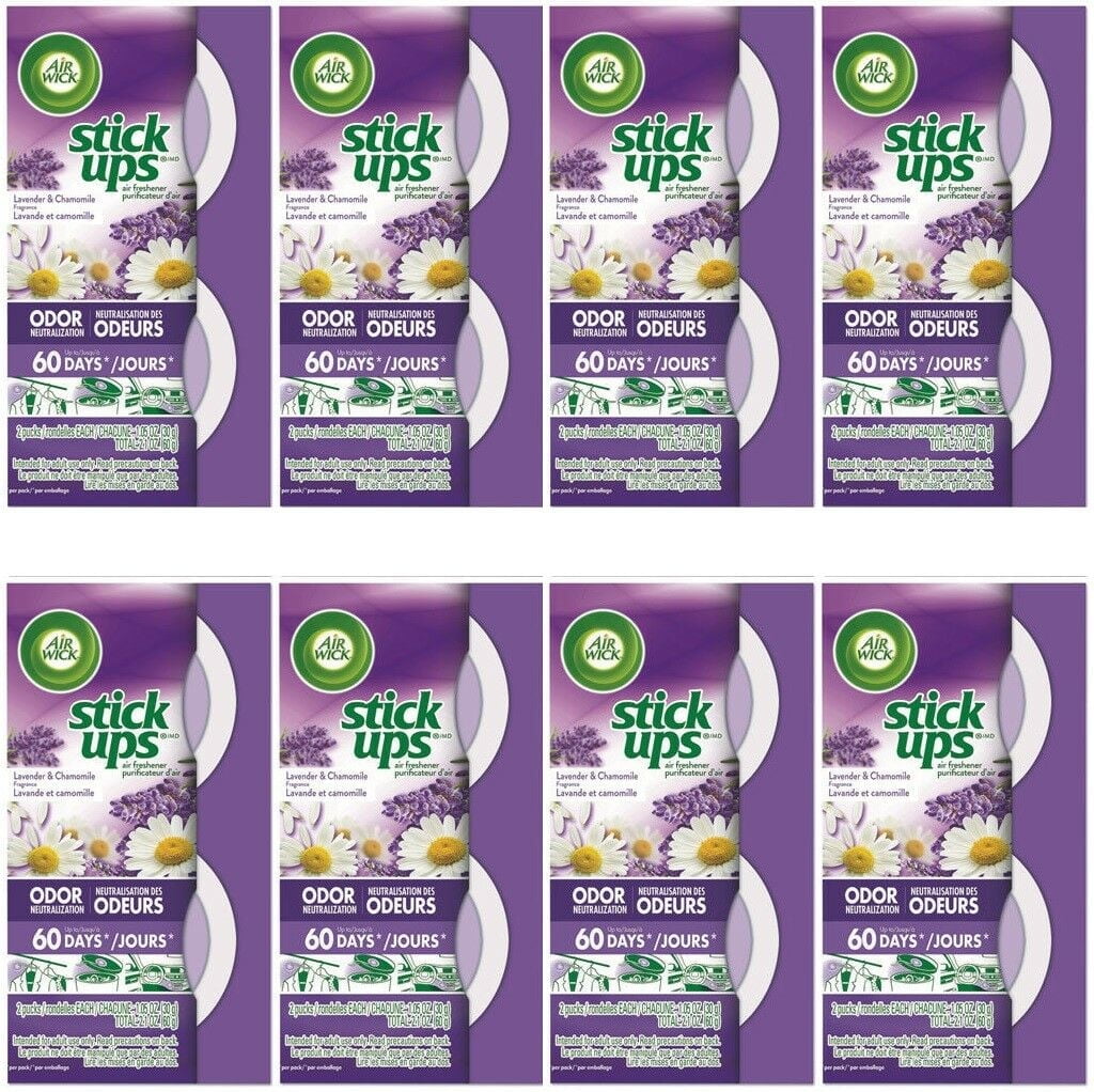 16 Air Wick Stick Ups Small Spaces Air Freshener Lavender & Chamomile (8 Packs)