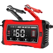 OIEXI 16 Amp Car Battery Charger, 6V 12V 24V Smart Battery Charger Lithium, Lifepo4, Lead-Acid, Maintainer/Temperature Compensation Trickle Charger for Car, SUV, Motorcycle, Boat, Lawn Mower