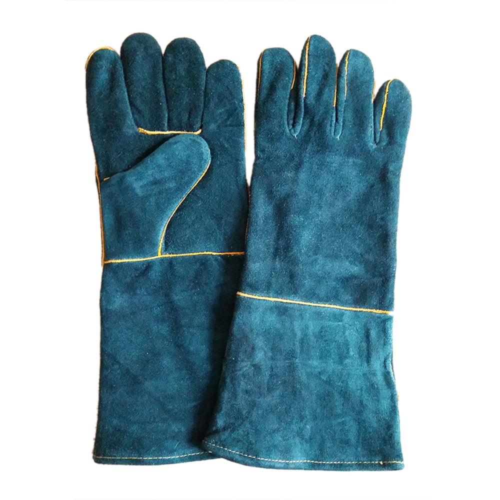 16'' Anti-Bite Safety Gloves Ultra Long Leather Green Pets Grip