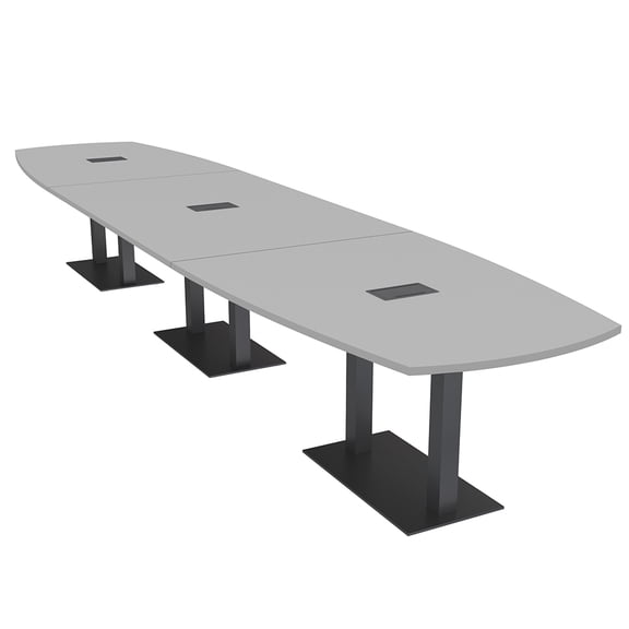 16' Arc Boat Modular Conference Table Black Bases Power And Data