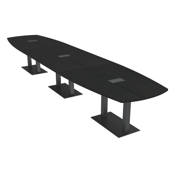 16' Arc Boat Modular Conference Table Black Bases Power And Data
