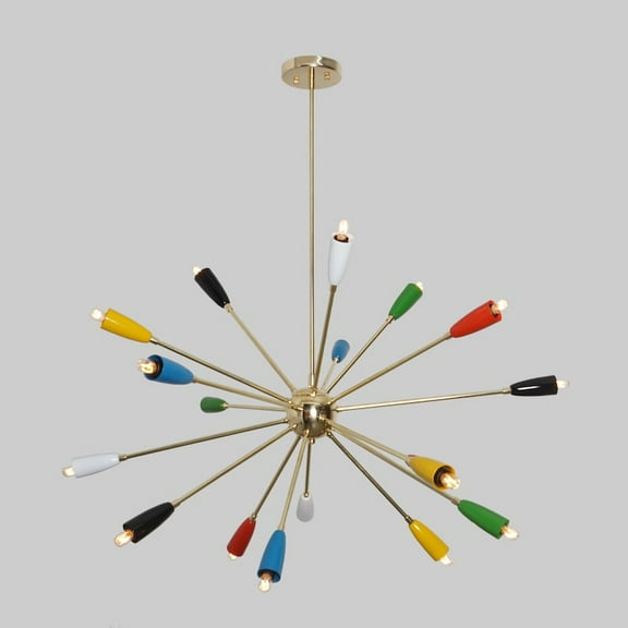 16 Arm Multi Color Shade Brass Sputnik Chandelier Light Fixture Mid Century Style Sputnik Pendant Ceiling Light