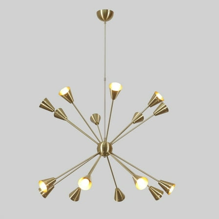 16 Arm Raw Brass Sputnik Chandelier Light