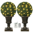 thumbnail image 1 of Gold 16” Artificial Plant Topiary Ball, Pre-Lit Artificial Topiary Plant with Lights, Timer and Remote Control, Artificial Outdoor Porch Trees with Light Base for Outdoor Indoor, 1 of 7