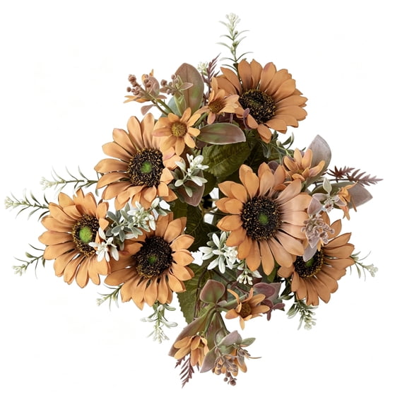 16'' Artificial Sunflowers Bouquet with 6 Heads Fake Silk Sunflowers Bouquet Fall Decor for Wedding Party Centerpieces Home Decoration