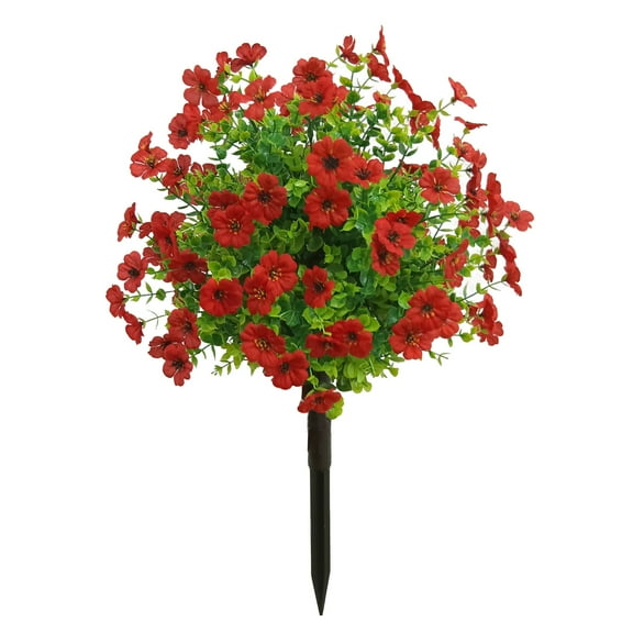 16" Artificial Topiary Ball Trees with Flowers, Outdoor Fake Topiary with Ground Spike,UV Resistant Faux Artificial Plants Bushes for Indoor Outdoor Front Porch Garden Decor