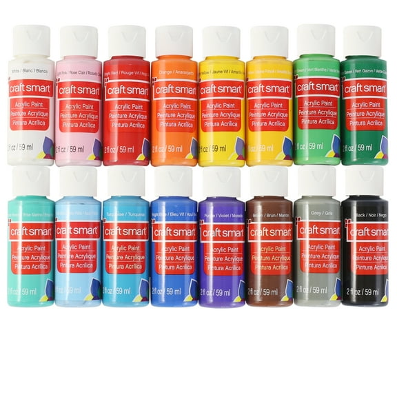 16 Assorted Matte Acrylic Paint Set by Craft Smart - Non-Toxic Paint For Drawing - Painting - Art & Crafts Supplies - 1 Pack