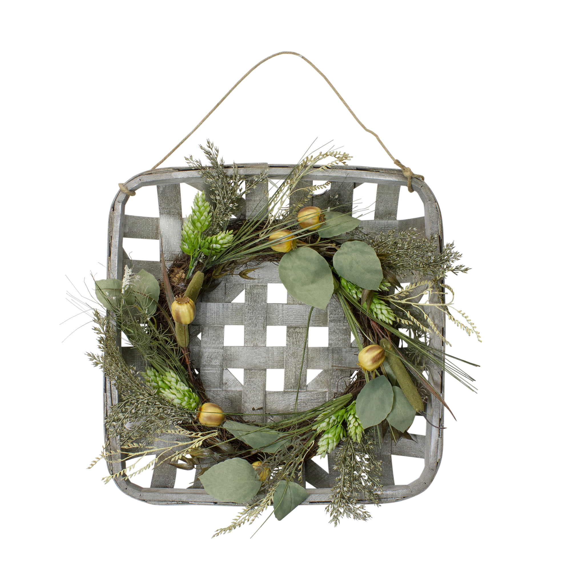 Northlight Grapevine Wreath in Wood Basket - Thumbnail 4
