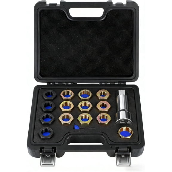 16- Axle Spindle Rethreading Kit - Axle Thread Repair Kit with 10 Dies 1-1/16" Extension Bar, Axle Spindle Thread Chaser Set with Case, Essential Tool for Mechanics