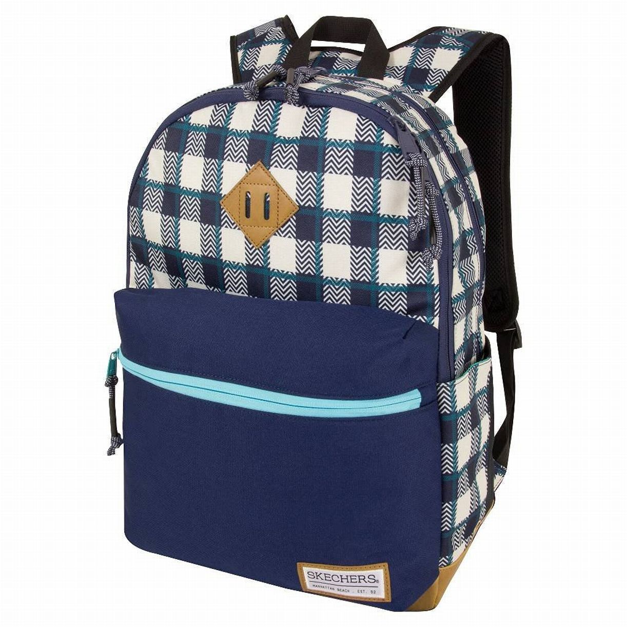 16 Backpack - Navy Plaid Sport School Travel Pack - image 1 of 1