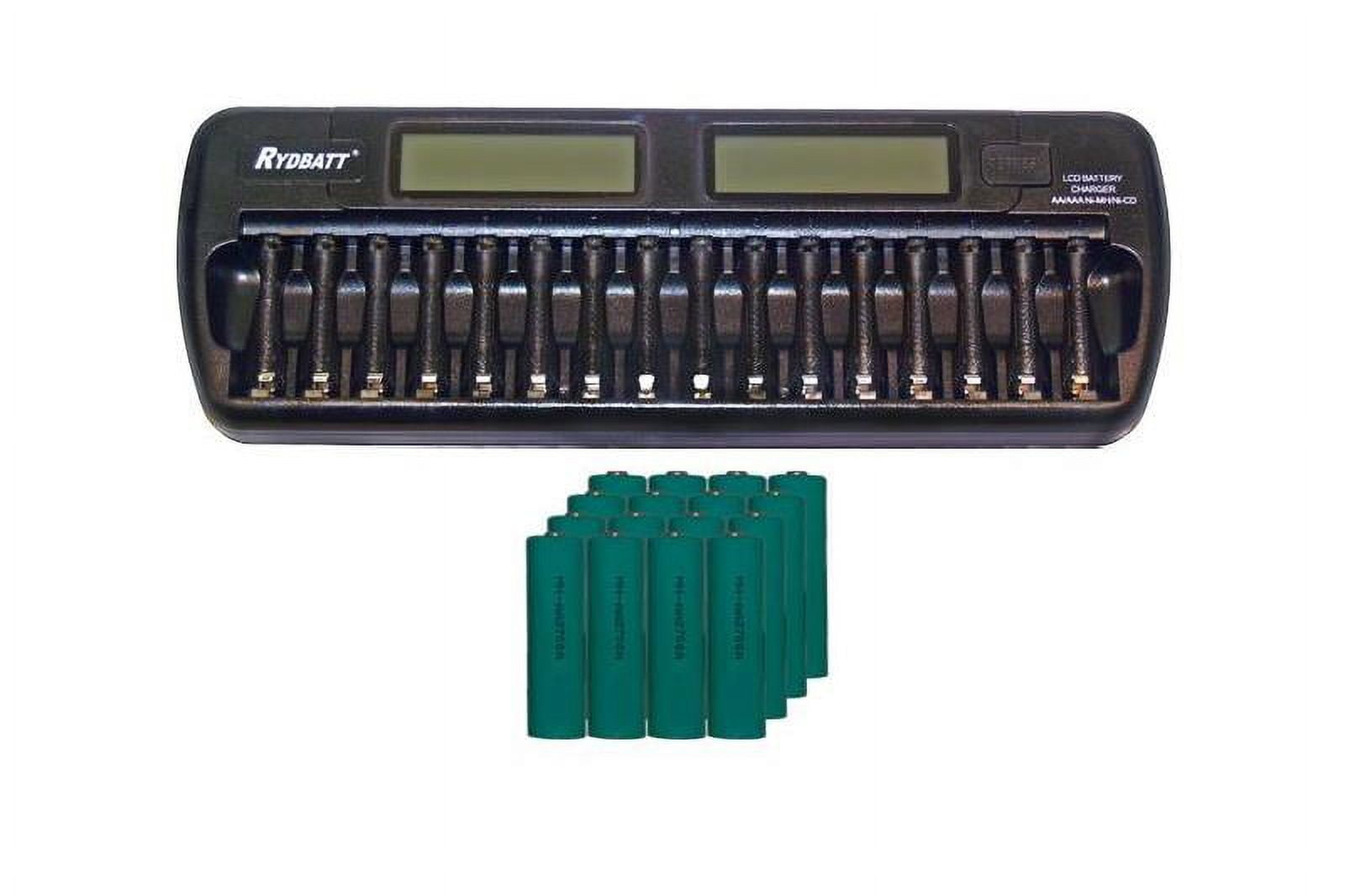 16 Bay AA / AAA LCD Battery Charger + 16 AA 2700 mAh NiMH Batteries