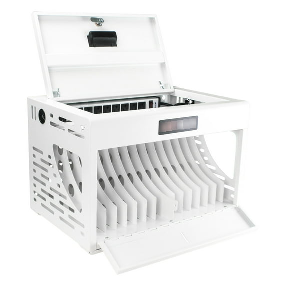 16 - Bay Charging Station for Laptops/Chromebooks | Securely Charge Multiple Devices in Library/Clinic | Steel Construction with Openwork Design | Solve Device Storage and Heat Dissipation Issues