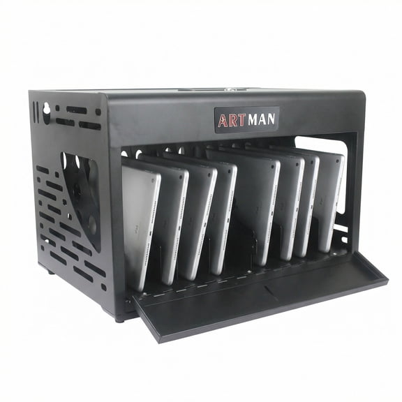16 Bay Lockable Charging Cabinet, Fully Assembled Multi-Device Charging Station with Cable Management