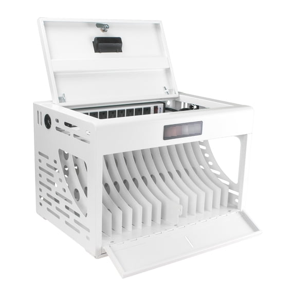 16-Bay White Laptop Charging Cabinet for Office/Library Charge and Store 16 Devices at Once with Lock