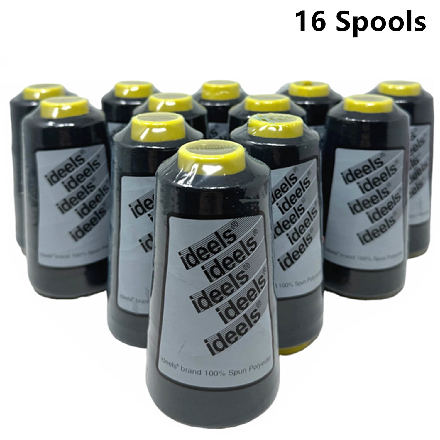 16 Big Spools Sewing Thread Serger Polyester BLACK 2500 Yards Each Spool NEW
