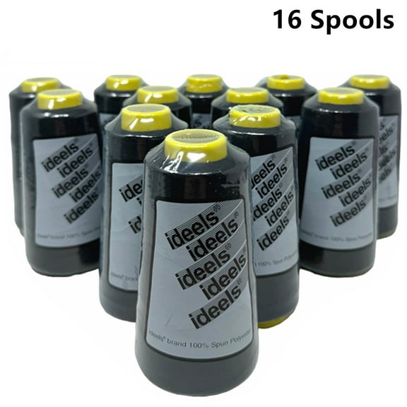 16 Big Spools Sewing Thread Serger Polyester BLACK 2500 Yards Each Spool NEW