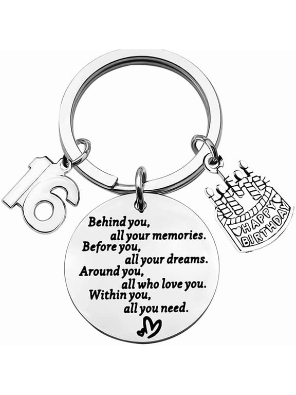 16 Birthday Gift Keychain 16th Birthday Gifts for Girls Boys Behind You All Your Memories Gift Key Chain for Daughter Son 16 Yr Old Boy Girl Birthday Gifts