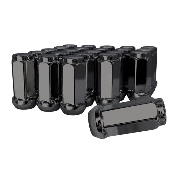 16 Black 14x1.5 XL Long Bulge Acorn Truck Wheel Lug Nuts - 1.9 Inch Tall - 3/4 Hex - Fits Many Chevrolet, GMC, RAM, Silverado, Tahoe, Yukon, Sierra, 1500