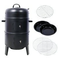 16" Black Charcoal Smoker Grill, Portable Vertical Wood Smoker for Camping & Backyard BBQ