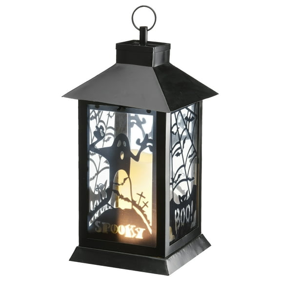 16 in. Black Halloween Ghost Lantern