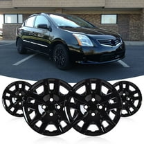 16" Black Lacquer Hubcaps for Ni-ssan Sentra 2007-2012, Bolt-On Design Set of 4 Wheel Rim Covers Compatible with Steel Wheels, PP Hubcaps, 16 Inch Lacquer Lacquer 4-Pack