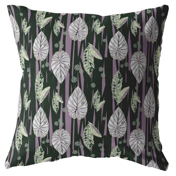 16 Black Purple Fall Leaves Indoor Outdoor Throw Pillow