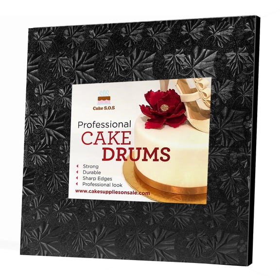 Cake S.O.S 16 Inches Black Square Cake Drum Board, 1/2 Thick, (1-Pack)