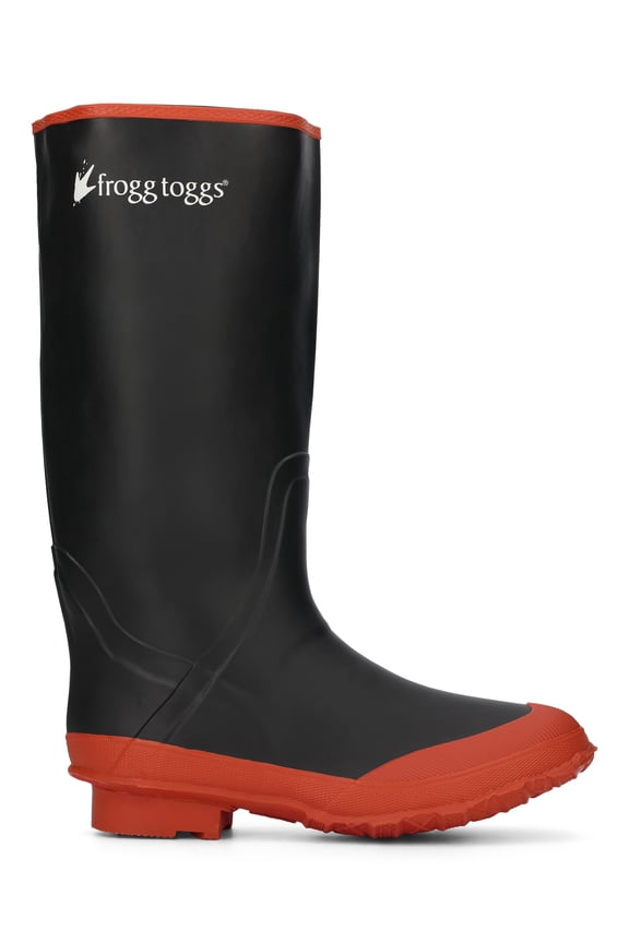 16" Utility Waterproof Boots for Men, Rubber Work Boots with Steel Shank, Black/Red, Size 8