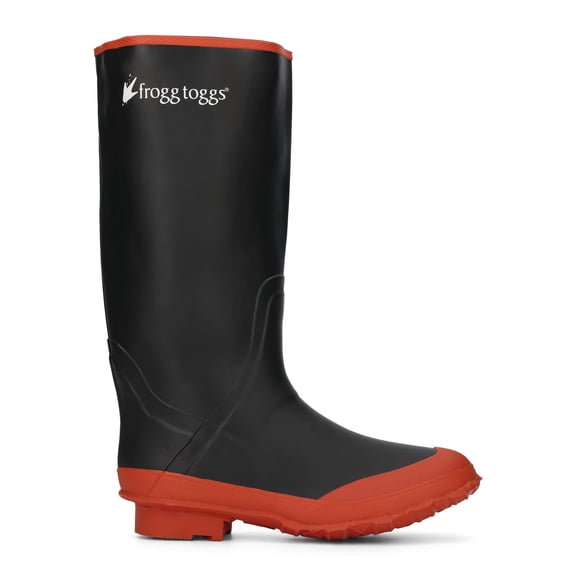 Frogg Toggs 16" Utility Waterproof Boots for Men, Rubber Work Boots with Steel Shank, Black/Red, Size 12