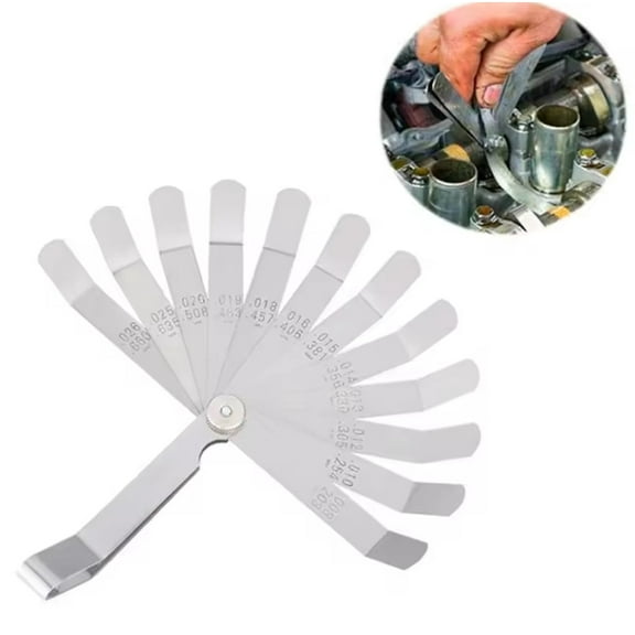 16-Blade Stainless Steel Feeler Gauge Dual Metric & Imperial Gap Measuring Tool for Spark Plug & Valve Adjustment (0.127-0.508mm) TIKA