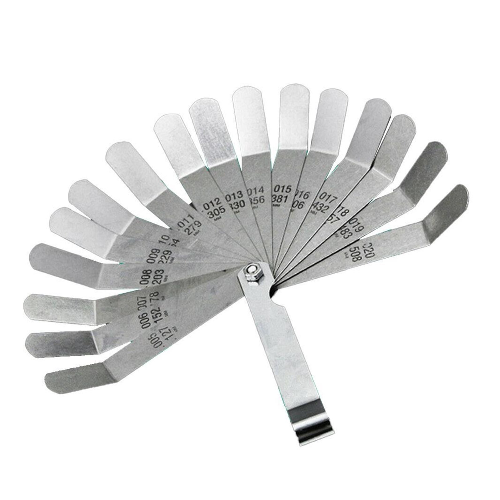 16 Blades Feeler Gauge 0.127 To 0.508mm Curved Stainless Steel Gap Metric Filler Feeler Gauge Foldable Feeler Measurem ,Easy to Use