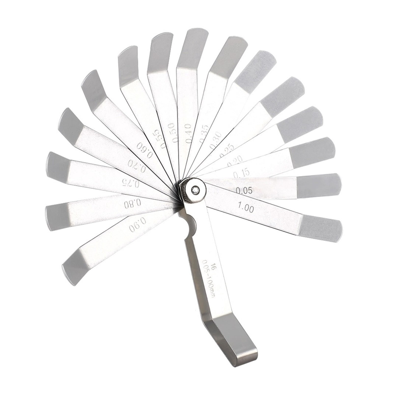 16 Blades Feeler Gauge Metric Gap Filler 0.05 To 1mm Thickness Curved Stainless Steel Gap Metric Filler Gauge Feeler Measurment ,Easy to Use