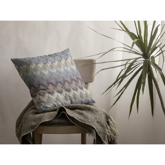 16 Blue Gray Hatch Decorative Suede Throw Pillow