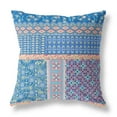 thumbnail image 1 of 16â€ Blue Yellow Patch Blown & Closed Suede Throw Pillow, 1 of 3