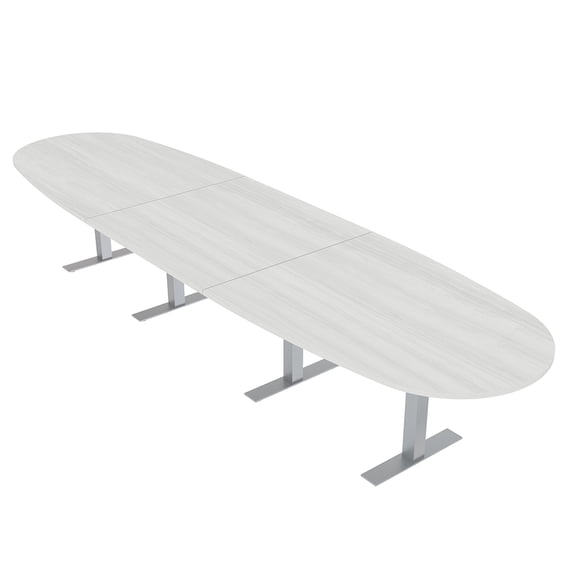 16' Boat Oval Modular Conference Table Metal T-Bases Electrical Units