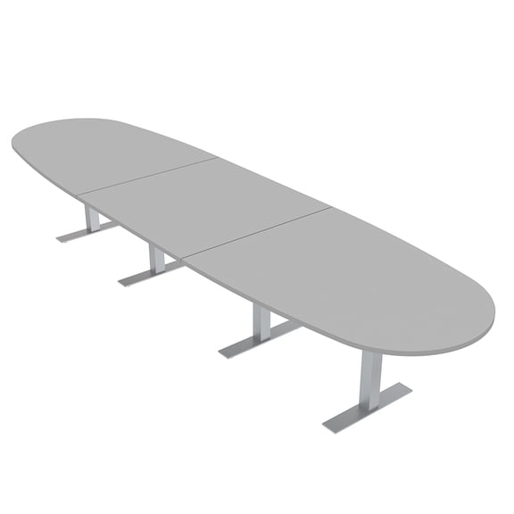 16' Boat Oval Modular Conference Table Metal T-Bases Electrical Units