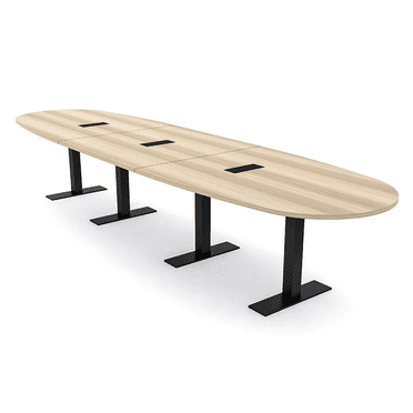 16' Boat Oval Modular Conference Table Metal T-Bases Electrical Units