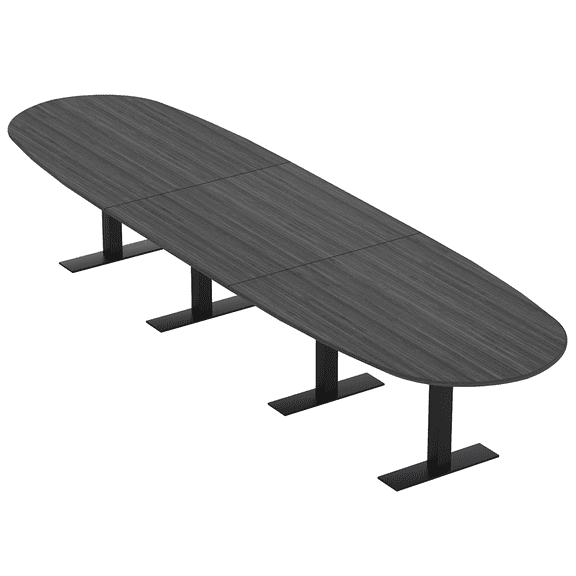 16' Boat Oval Modular Conference Table Metal T-Bases Electrical Units