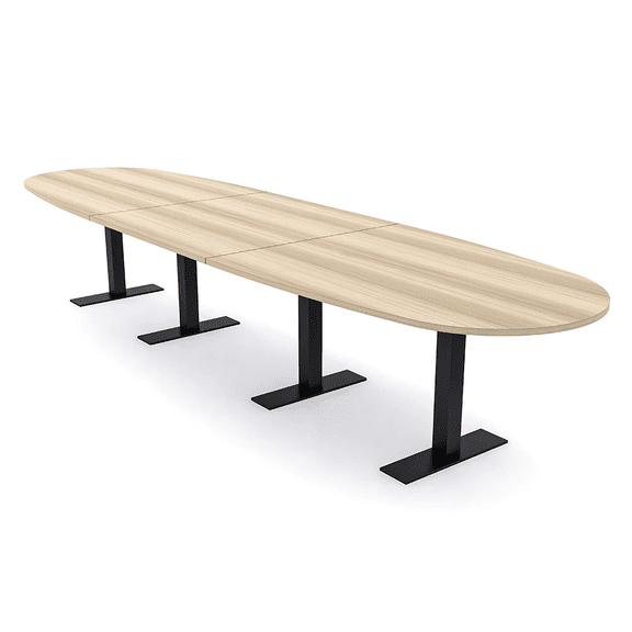 16' Boat Oval Modular Conference Table Metal T-Bases Electrical Units