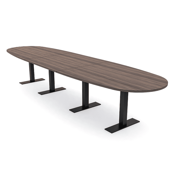 16' Boat Oval Modular Conference Table Metal T-Bases Electrical Units