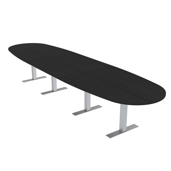 16' Boat Oval Modular Conference Table Metal T-Bases Electrical Units