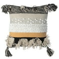 thumbnail image 1 of 16" Boho Handwoven Cotton Throw Pillow Cushion Cover with Tassels, Beige, 1 of 5